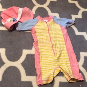 Hanna Andersson one piece swimsuit and hat